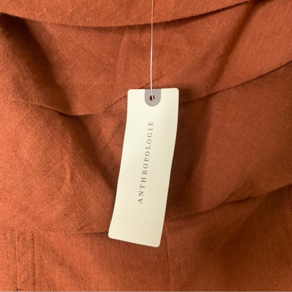 By Anthropologie Brown Strapless Linen Romper S NWT - Picture 5 of 9